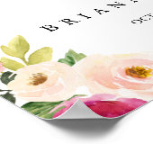 Greenery Pink Blush Floral Wedding Welkomstteken Poster (Hoek)