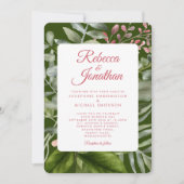 Greenery Pink Emerald Green Foliage Wedding Kaart (Voorkant)