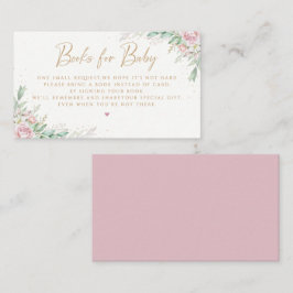 Greenery Pink Floral Baby shower Boeken voor Baby Informatiekaartje