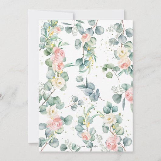 Greenery Pink Floral Elephant Baptism Christening Kaart (Achterkant)