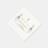 Greenery Pink Floral Gold Baptisme 1e verjaardag Servet (Hoek)