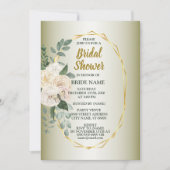 Greenery  Pink Floral Gold Geometric Bridal Shower Kaart (Voorkant)