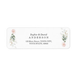 Greenery Pink Floral Gold Wedding Return Adressen Etiket