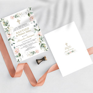 Greenery Pink Floral Spaans 1e verjaardag Baptisme Kaart