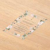 Greenery Pink Floral Spanish Mi Bautizo Baptism Acryl Uitnodigingen (Laagn)