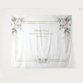 Greenery Pink FloralL Prop Baptism 1st Birthday Wandkleed (Voorkant (horizontaal))