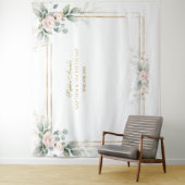 Greenery Pink FloralL Prop Baptism 1st Birthday Wandkleed (In situ)