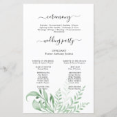 Greenery Pink Flowers Gold Modern Wedding Ceremony (Achterkant)