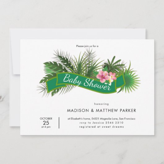 Greenery Pink Flowers Kaart (Voorkant)