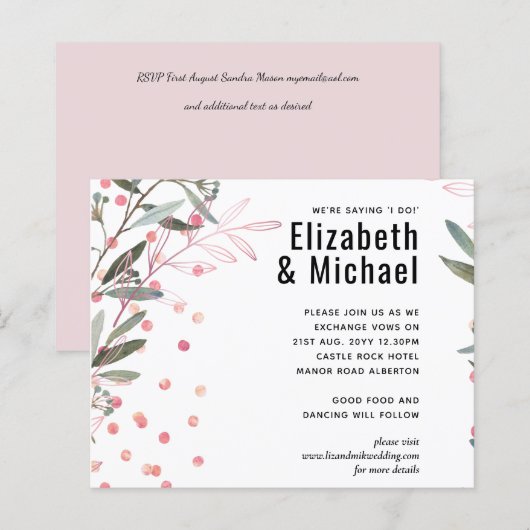 Greenery Pink Modern Wedding (Voorkant / Achterkant)