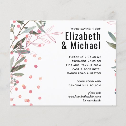 Greenery Pink Modern Wedding (Voorkant)