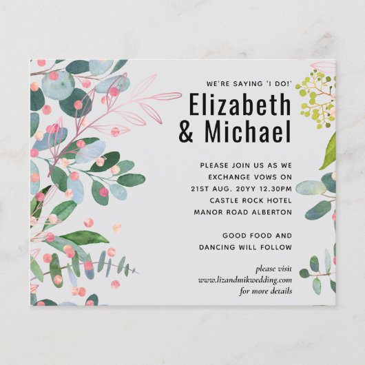 Greenery Pink Modern Wedding (Voorkant)