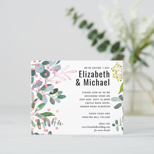 Greenery Pink Modern Wedding (Staand voorkant)