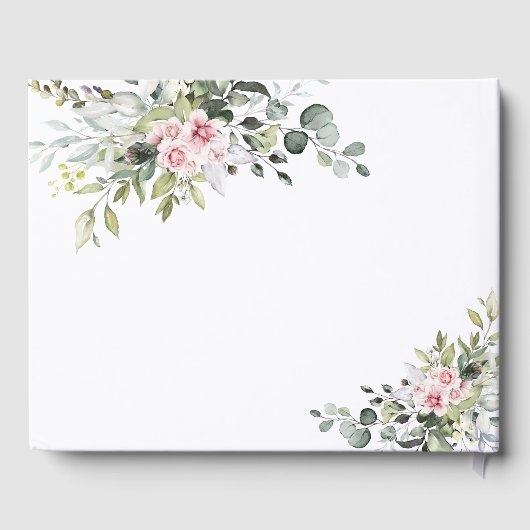 Greenery Pink Rose bruiloft gastenboek (Achterkant)