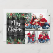 Greenery Plaid Photo Christmas Feestdagenkaart (Voorkant)