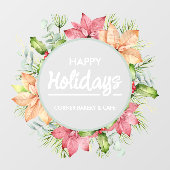 Greenery Poinsettia Prettige feestdagen Raamsticker (Vel)