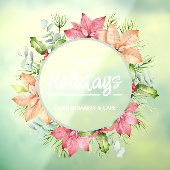 Greenery Poinsettia Prettige feestdagen Raamsticker (Vel 3)