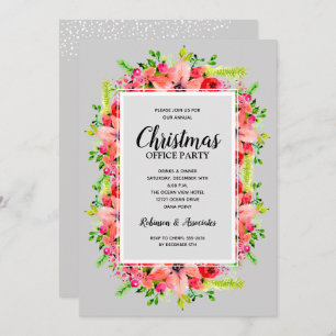 Greenery Poinsettias Floral kerstuitnodigingen