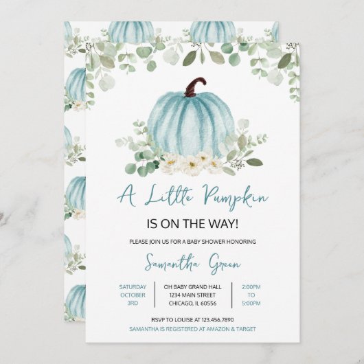 Greenery pompoen Baby shower Kaart (Voorkant / Achterkant)