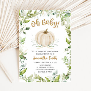 Greenery pompoen Baby shower Kaart