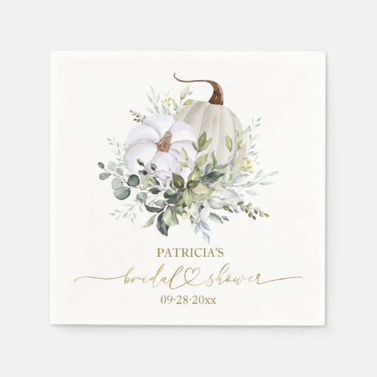 Greenery Pompoen Herfst Vrijgezellenfeest Servette Servet (Voorkant)