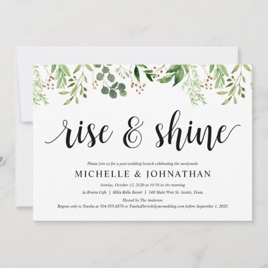 Greenery Post Wedding Brunch Elopement Reception Kaart (Voorkant)