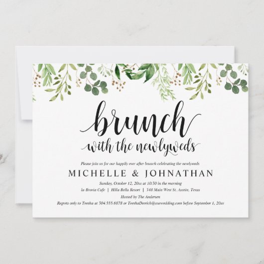 Greenery Post Wedding Brunch Invitation Kaart (Voorkant)