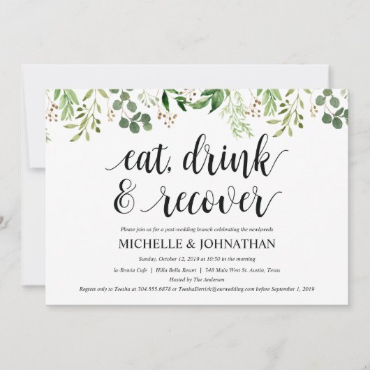 Greenery Post Wedding Brunch Invitation Kaart (Voorkant)