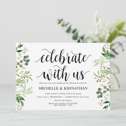 Greenery Post Wedding Brunch Invitation Kaart (Staand voorkant)