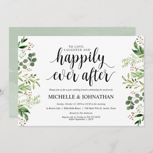 Greenery Post Wedding Brunch Invitation Kaart (Voorkant / Achterkant)