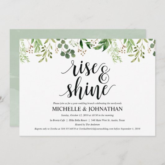 Greenery Post Wedding Brunch Invitation Kaart (Voorkant / Achterkant)