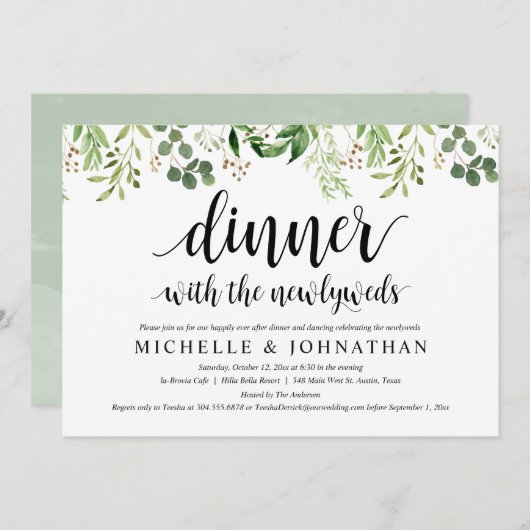 Greenery Post Wedding Brunch Invitation Kaart (Voorkant / Achterkant)