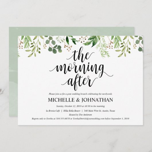 Greenery Post Wedding Brunch Invitation Kaart (Voorkant / Achterkant)