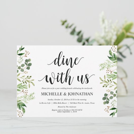 Greenery Post Wedding Brunch Uitnodigingskaart Kaart (Staand voorkant)