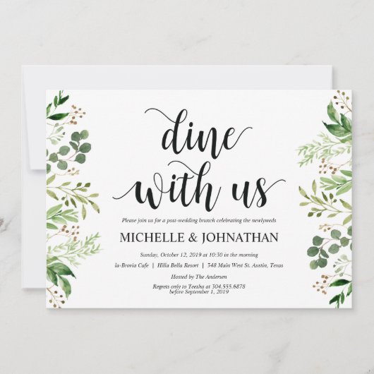 Greenery Post Wedding Brunch Uitnodigingskaart Kaart (Voorkant)