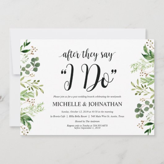 Greenery Post Wedding Brunch Uitnodigingskaart Kaart (Voorkant)