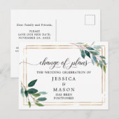 Greenery Postponed Wedding Change the Date Briefkaart (Voorkant / Achterkant)