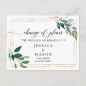 Greenery Postponed Wedding Change the Date Briefkaart (Voorkant)