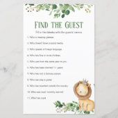 Greenery Prince Lion Baby shower vindt de gast (Voorkant)