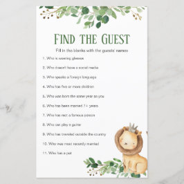 Greenery Prince Lion Baby shower vindt de gast