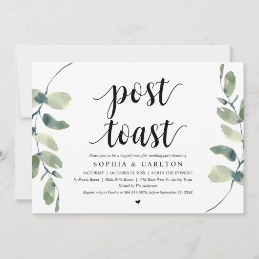 Greenery, Ptoast Wedding Party Kaart (Voorkant)