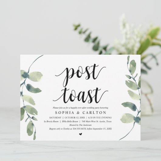 Greenery, Ptoast Wedding Party Kaart (Staand voorkant)