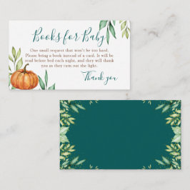 Greenery Pumpkin Autumn Baby shower Books for Baby Informatiekaartje