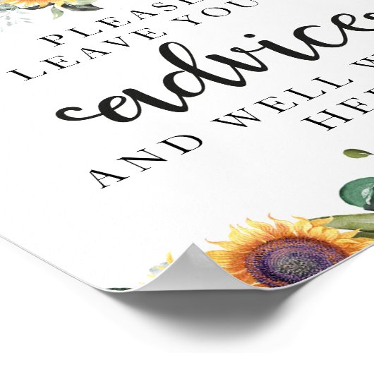 Greenery Pumpkin Baby shower Advice Sign Poster (Hoek)