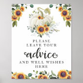 Greenery Pumpkin Baby shower Advice Sign Poster (Voorkant)