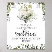 Greenery Pumpkin Baby shower Advice Sign Poster (Voorkant)