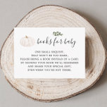 Greenery Pumpkin Baby shower Boekaanvraag Informatiekaartje<br><div class="desc">Is er binnenkort een baby op weg? Een leuk baby shower thema. Gooi een schattig blush regenboog baby shower,  beginnend met deze goedkopere loten.</div>