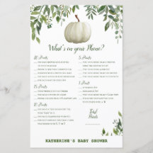Greenery Pumpkin Baby shower Game PRINED