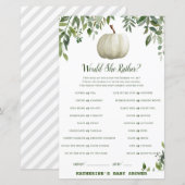 Greenery Pumpkin Baby shower Game PRINED (Voorkant / Achterkant)