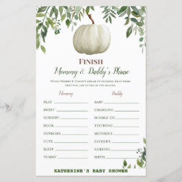 Greenery Pumpkin Baby shower Game PRINED